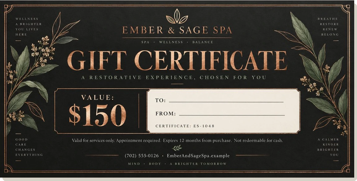 Gift certificate — Ember & Sage Spa