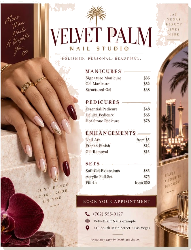 Service menu — Velvet Palm