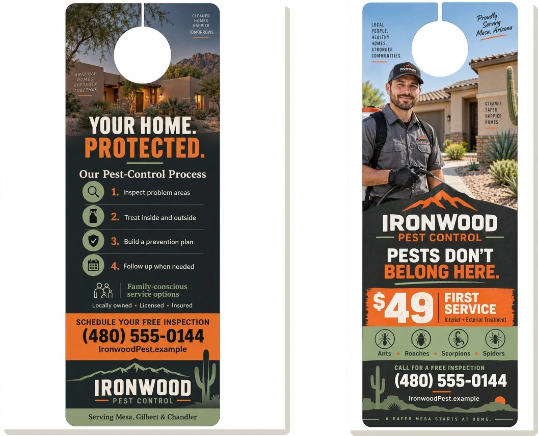 Two-sided door hanger — Ironwood