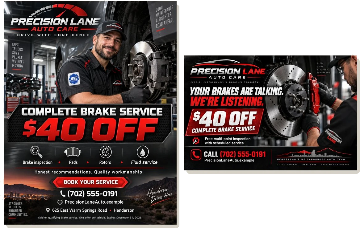 Promotional ad pair — Precision Lane