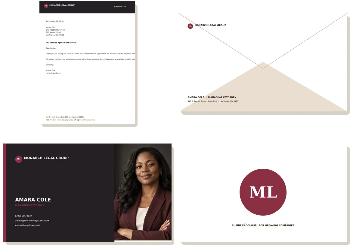 Stationery set — Monarch Legal