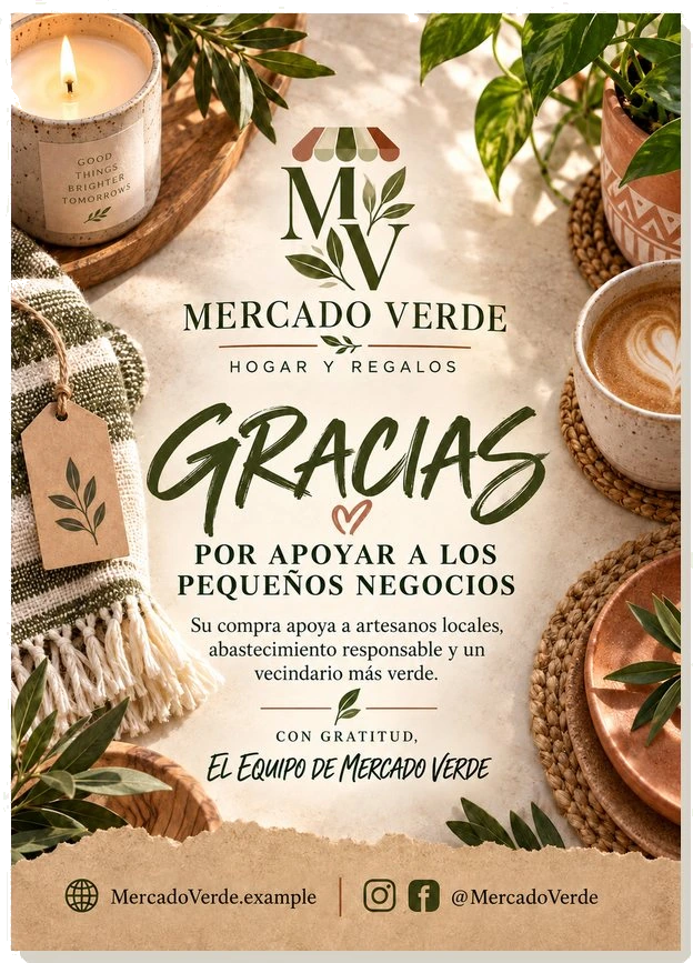 Tarjeta de agradecimiento — Mercado Verde