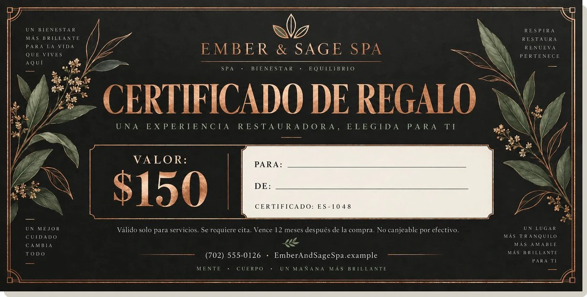 Certificado de regalo — Ember & Sage Spa