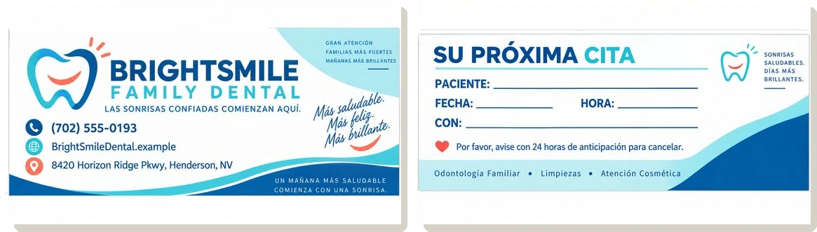 Tarjeta de cita — BrightSmile