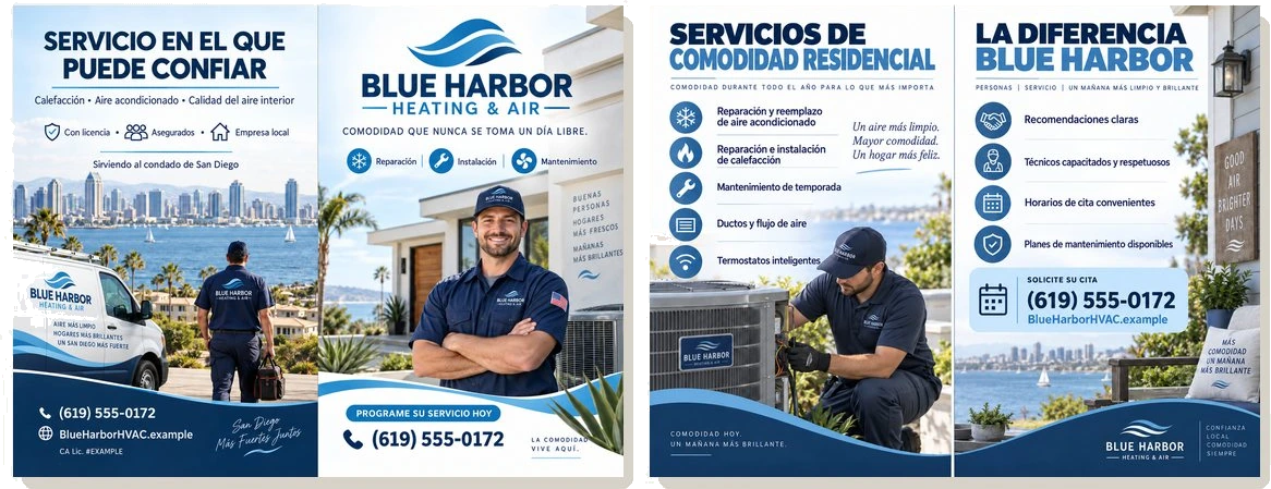 Folleto díptico — Blue Harbor