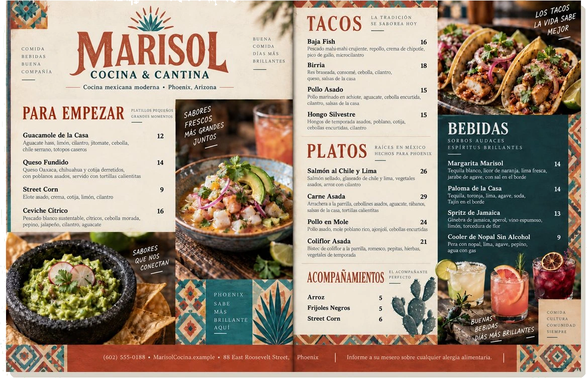 Menú de restaurante — Marisol