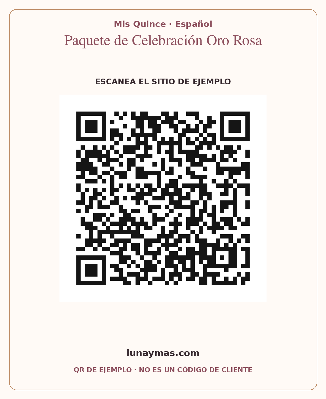 Código QR del sitio demo · Mis Quince