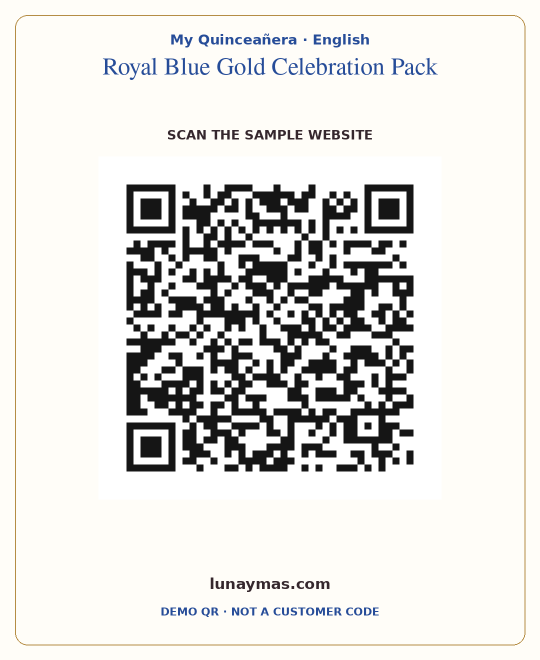 Demo website QR code · My Quinceañera