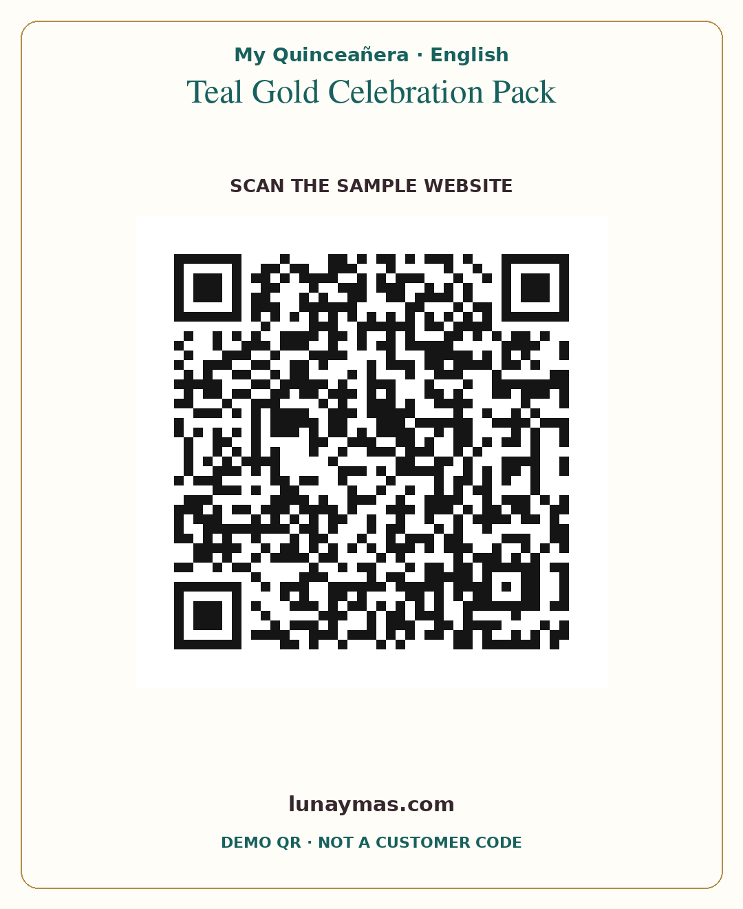 Demo website QR code · My Quinceañera