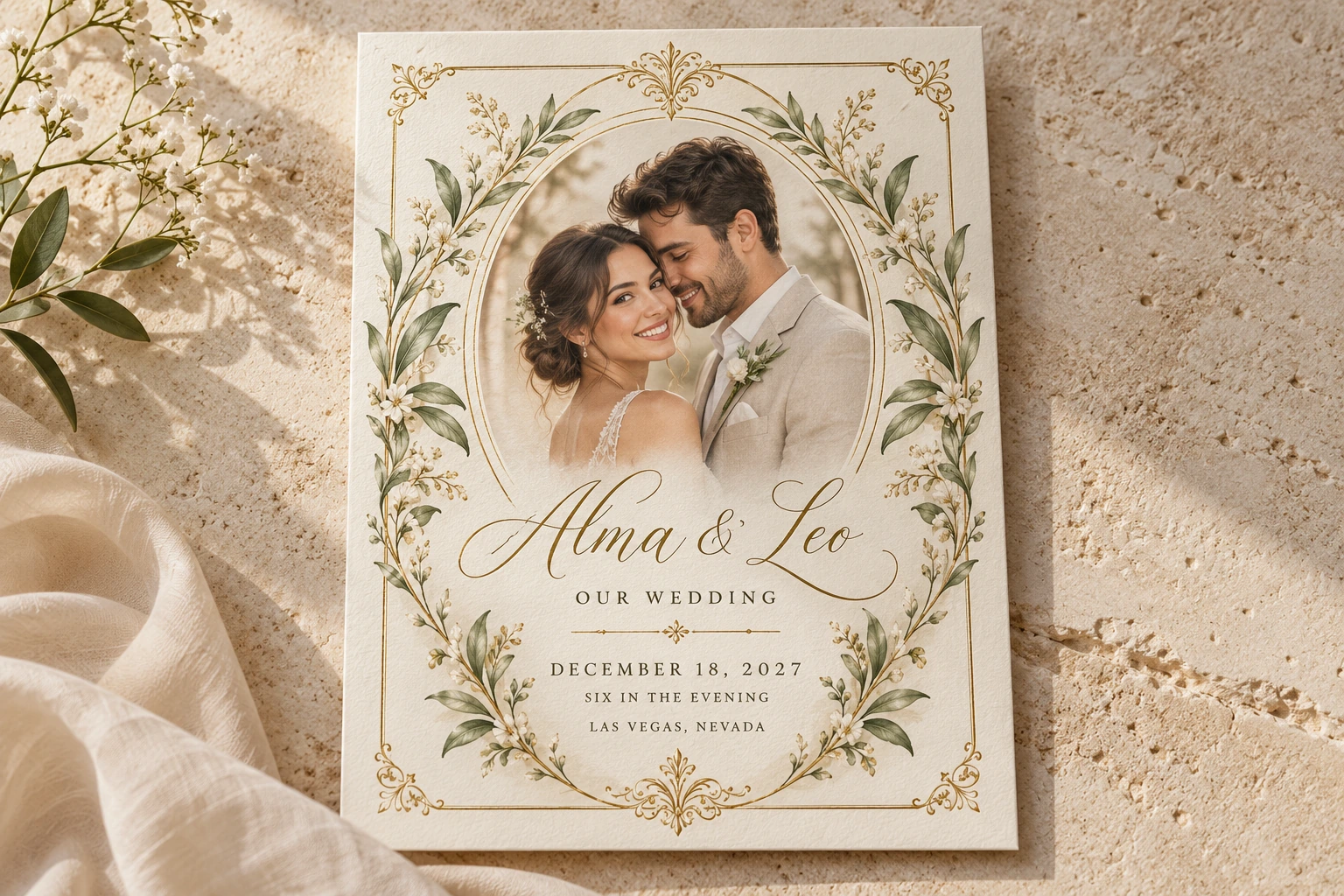 Original invitation example, shown complete in a coordinated celebration collection
