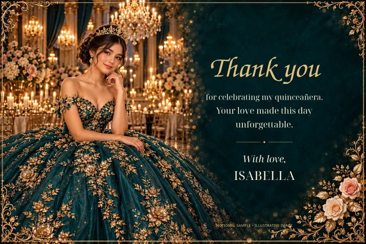 Fictional personalized Isabella sample. Style illustration; included pieces and sizes are listed below.