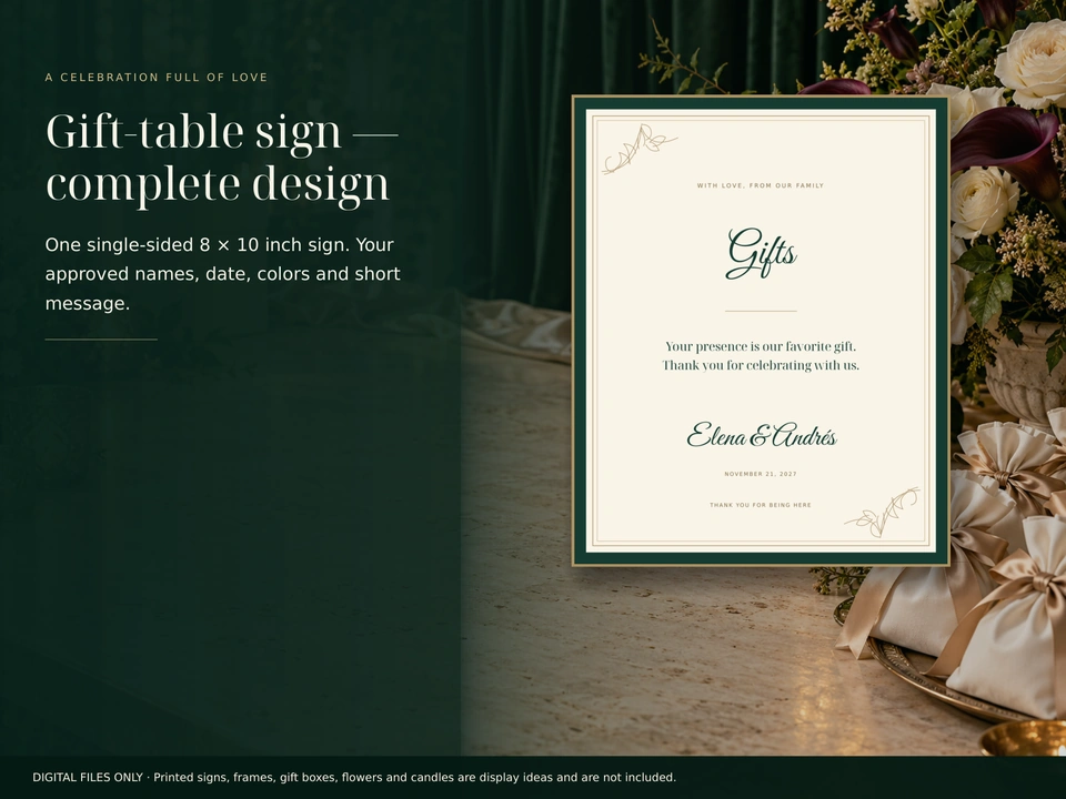 Gift-table sign — complete design