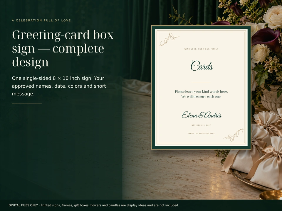 Greeting-card box sign — complete design