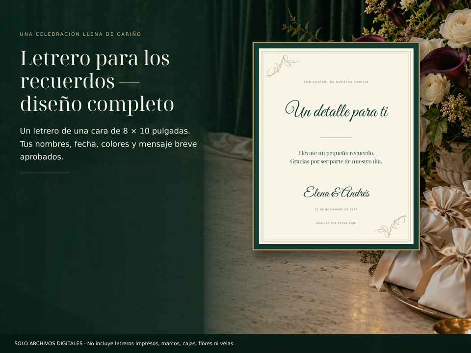 Letrero para los recuerdos — diseño completo