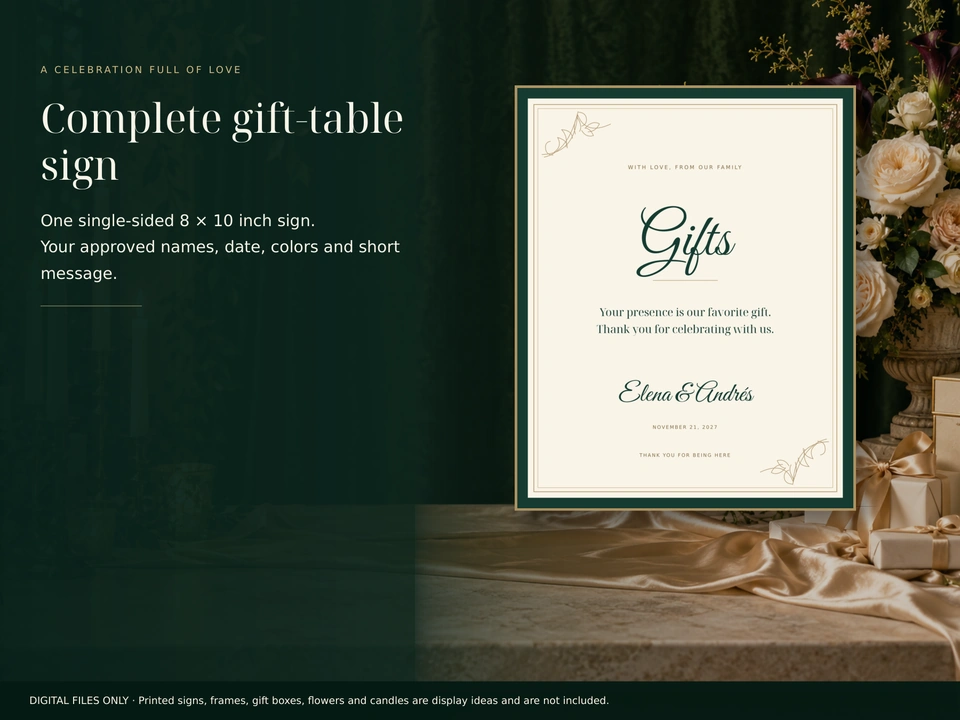 Complete gift-table sign