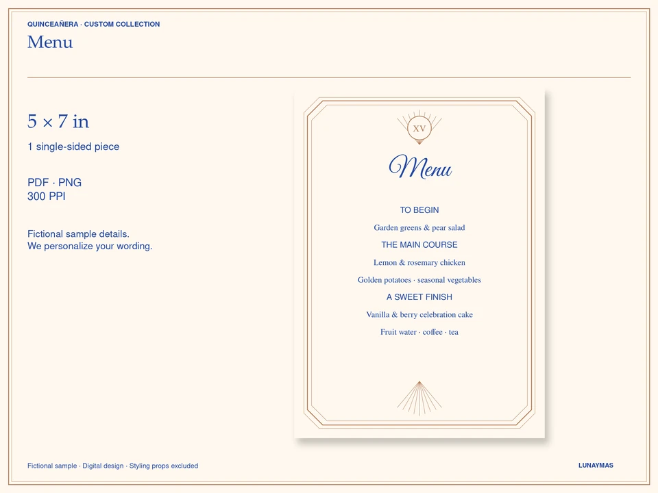 Menu · 5 × 7 in