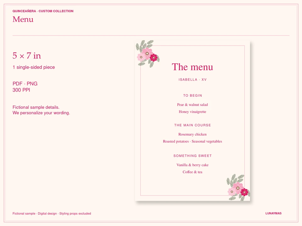 Menu · 5 × 7 in