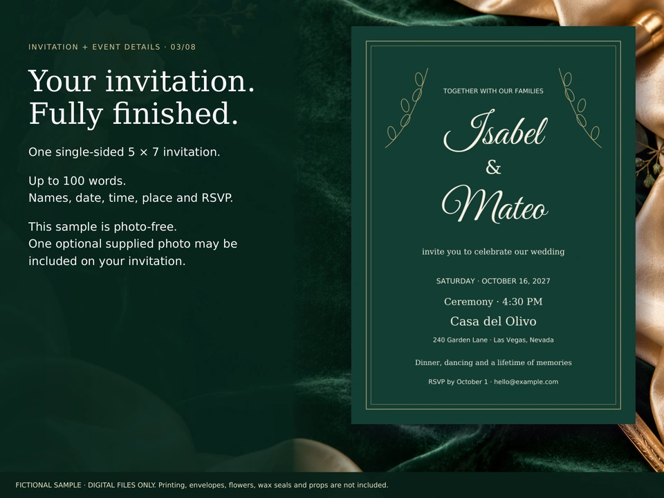 Your invitation. Fully finished.