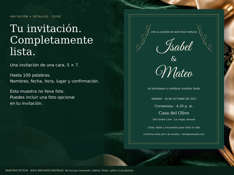 Tu invitación. Completamente lista.