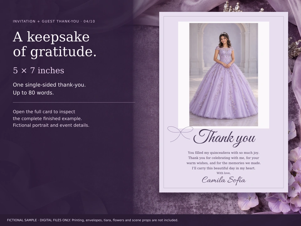 Complete guest thank-you: 5 × 7 inches