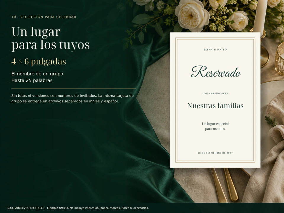 Tarjeta de mesa reservada completa