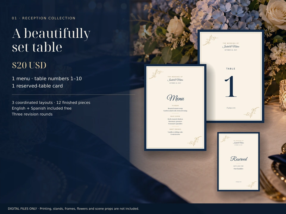 Coordinated navy reception suite