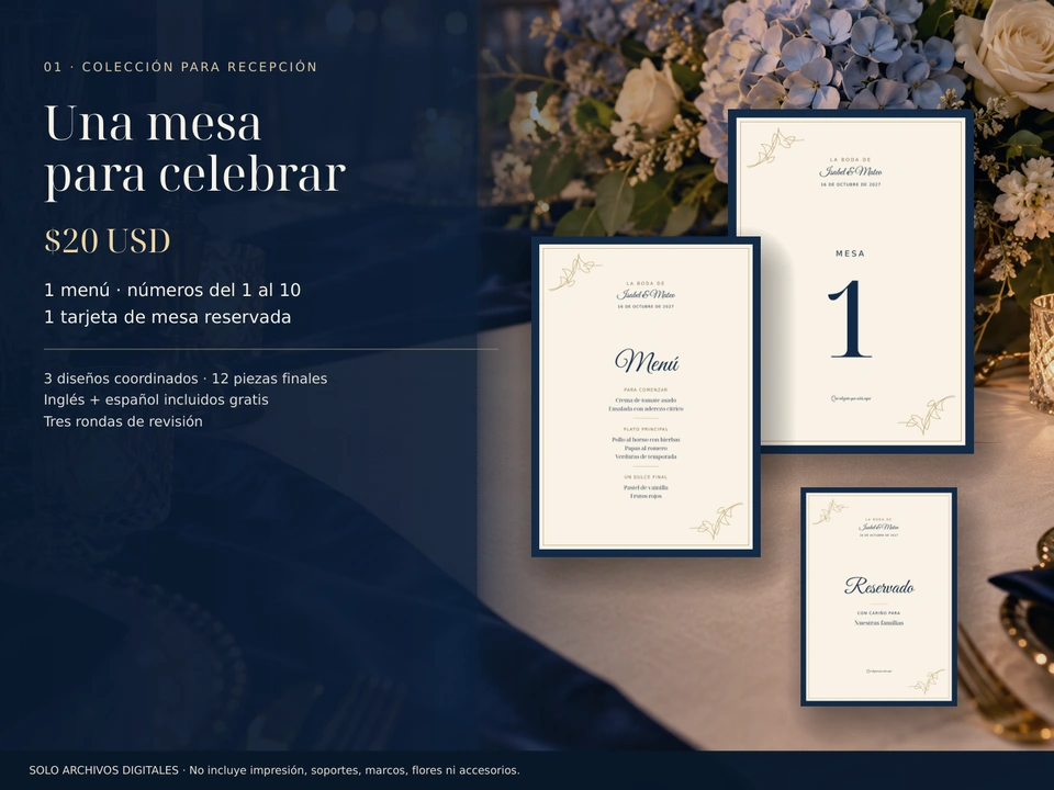 Colección azul marino para recepción