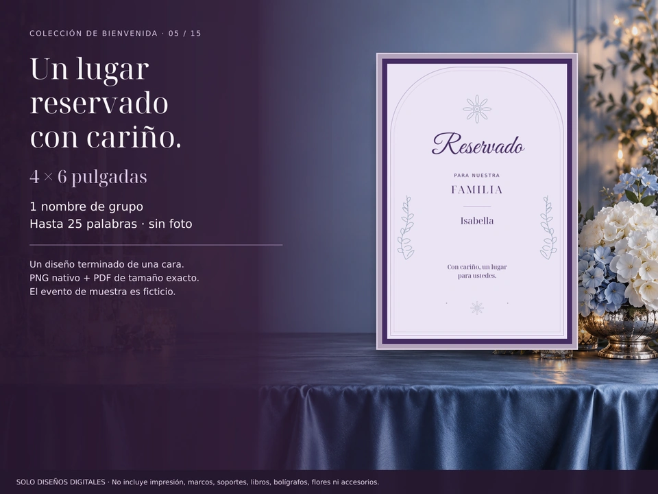 Tarjeta de mesa reservada
