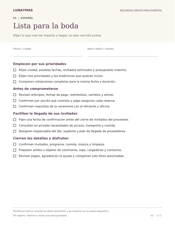 Vista previa en español: Lista para la boda