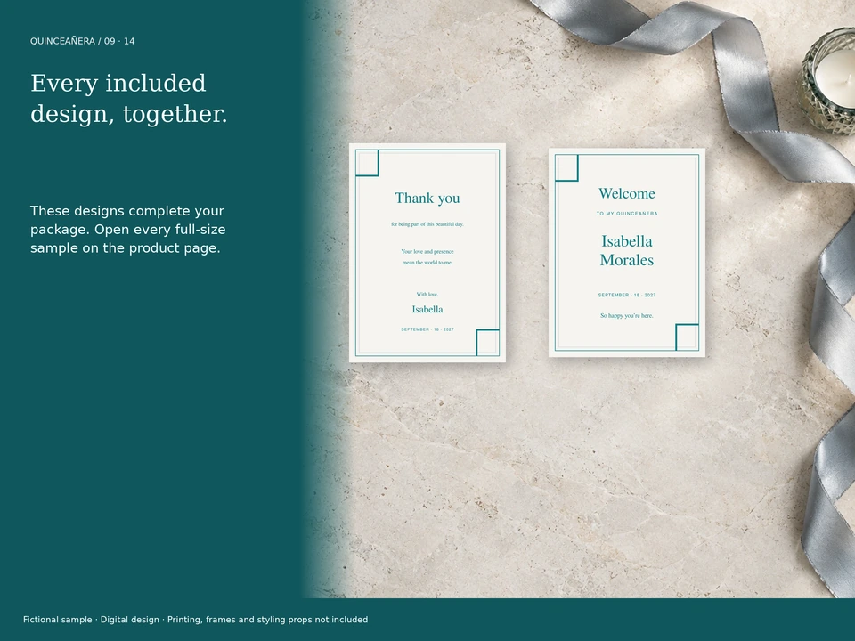 Every included design, together.