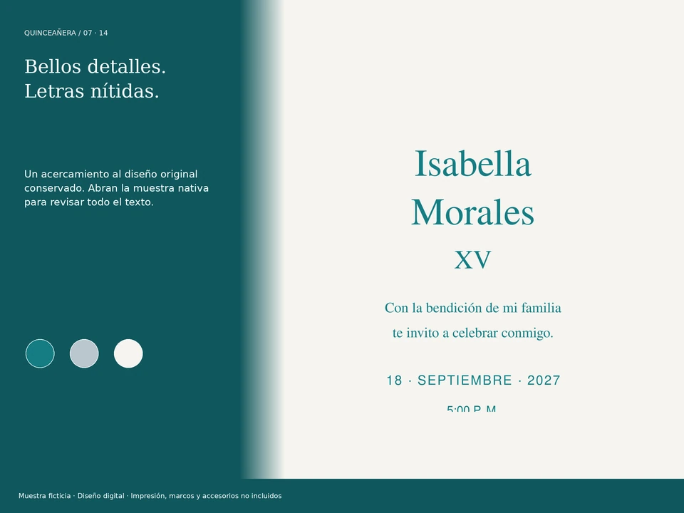 Bellos detalles. Letras nítidas.