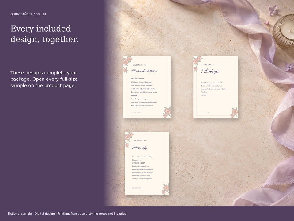 Every included design, together.