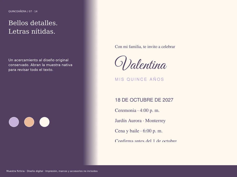 Bellos detalles. Letras nítidas.