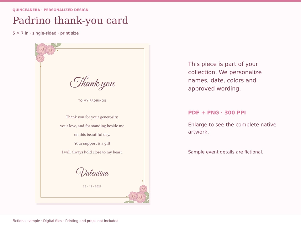 Padrino thank-you card