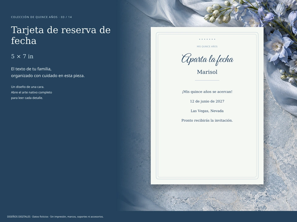 Tarjeta de reserva de fecha