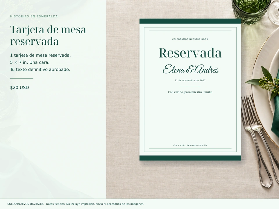 Tarjeta de mesa reservada