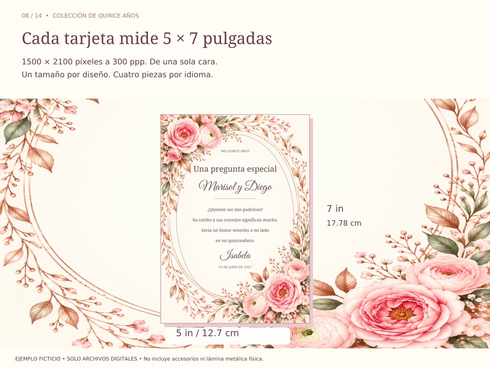 Cada tarjeta mide 5 × 7 pulgadas