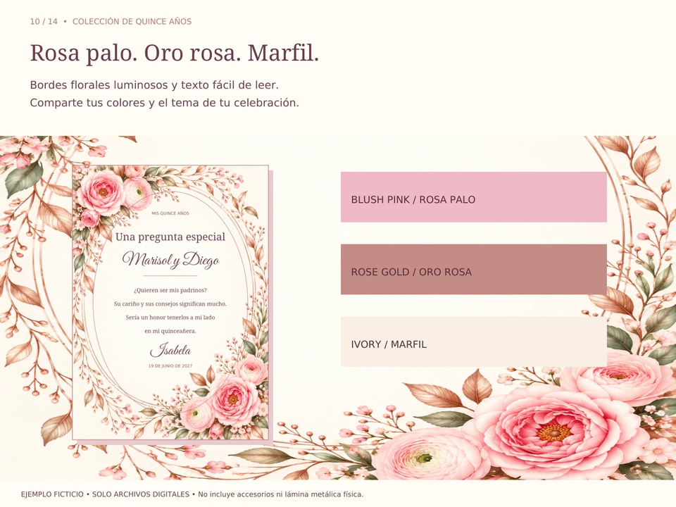 Rosa palo. Oro rosa. Marfil.