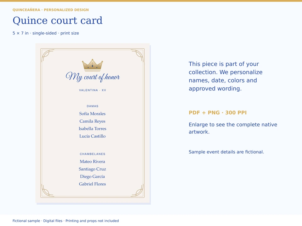 Quince court card