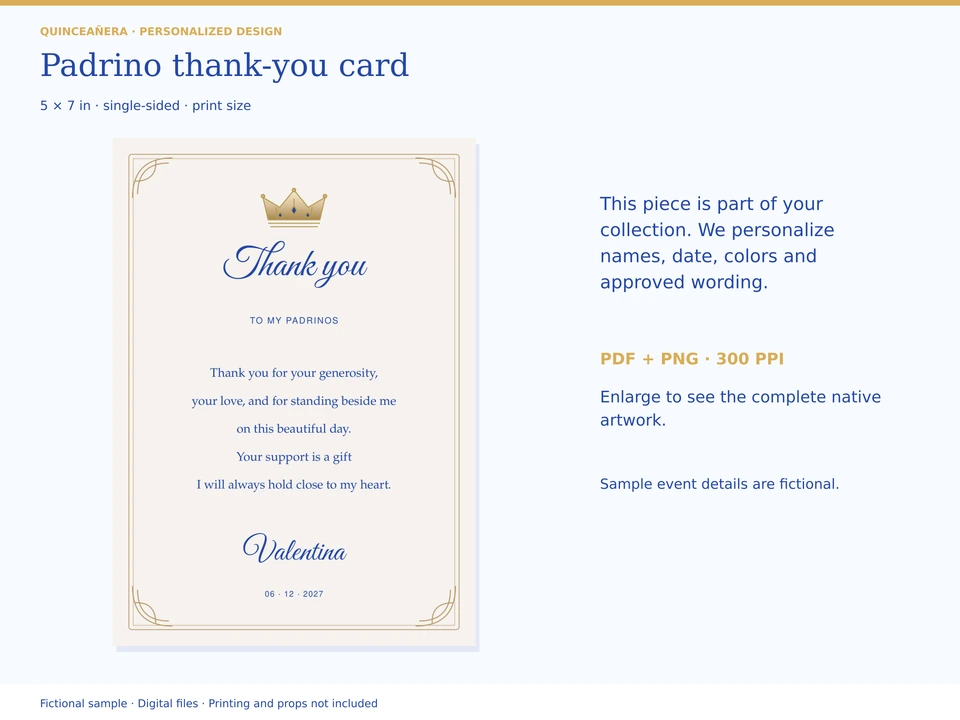 Padrino thank-you card