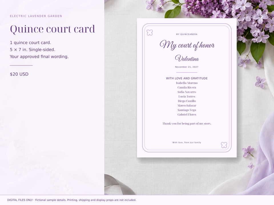 Quince court card