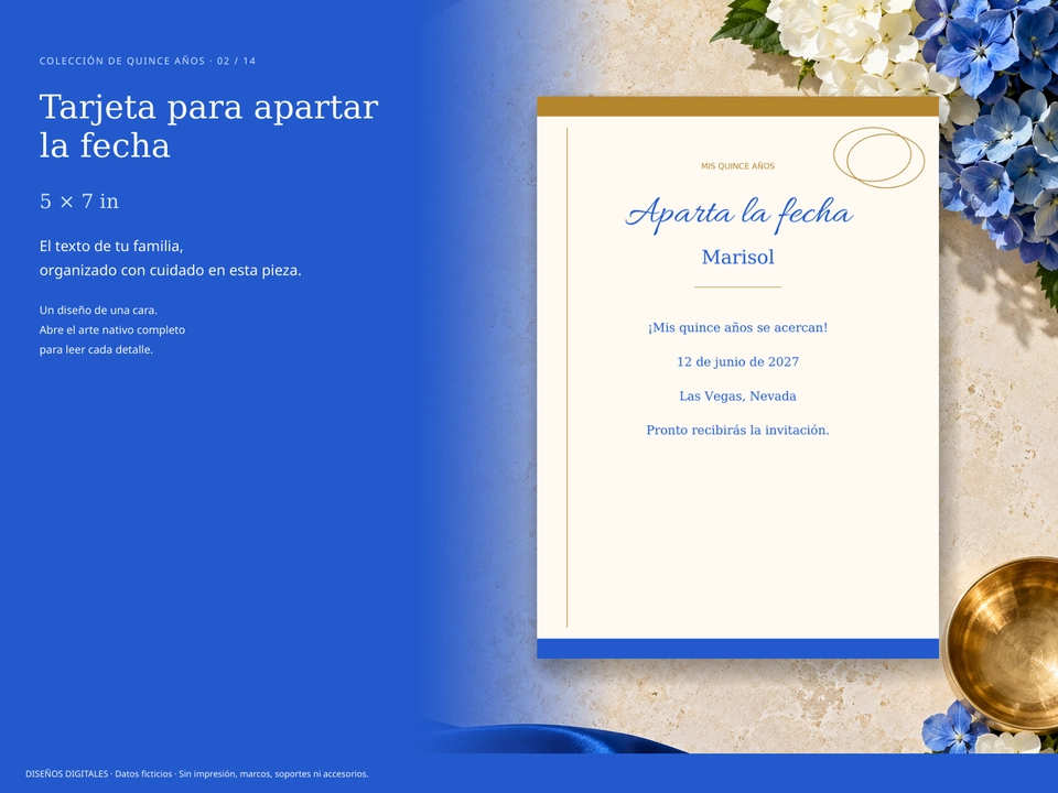 Tarjeta para apartar la fecha