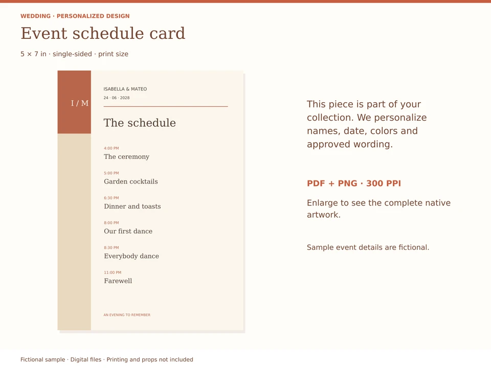 Event schedule card