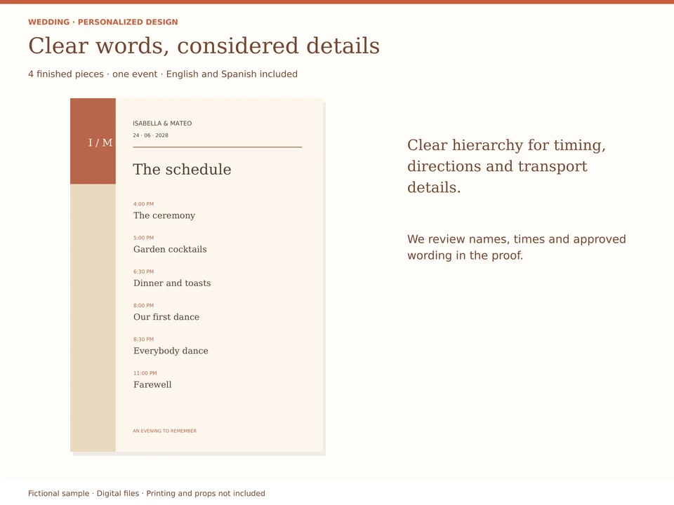 Clear words, considered details