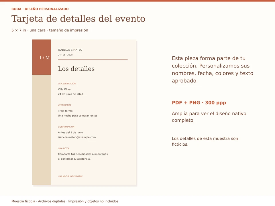 Tarjeta de detalles del evento
