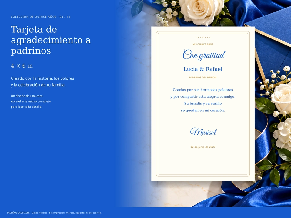 Tarjeta de agradecimiento a padrinos