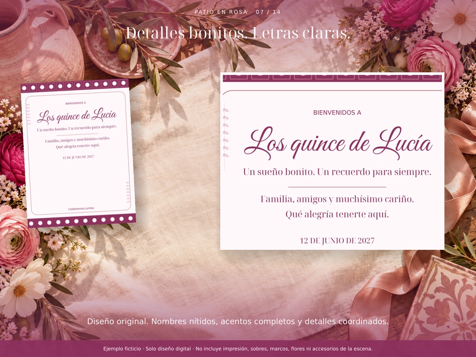 Detalles bonitos. Letras claras.