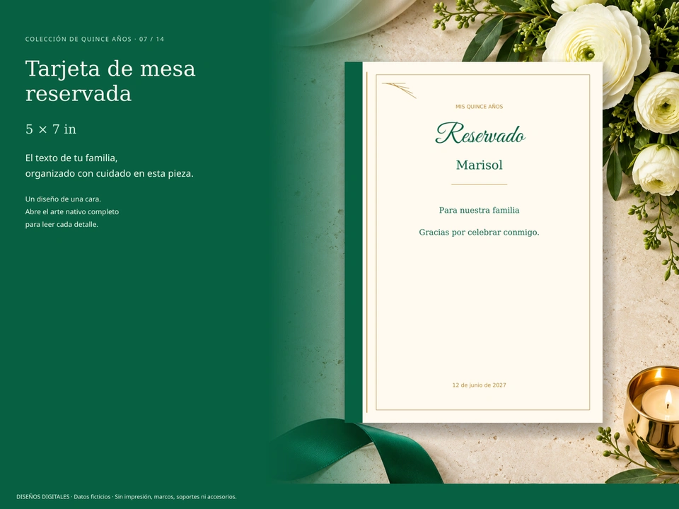 Tarjeta de mesa reservada