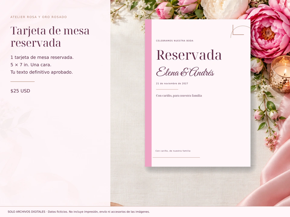 Tarjeta de mesa reservada