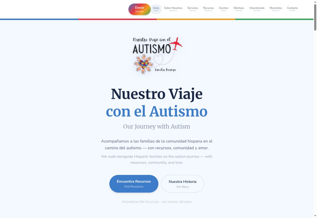 Sitio web bilingüe en vivo de Nuestro Viaje con el Autismo
